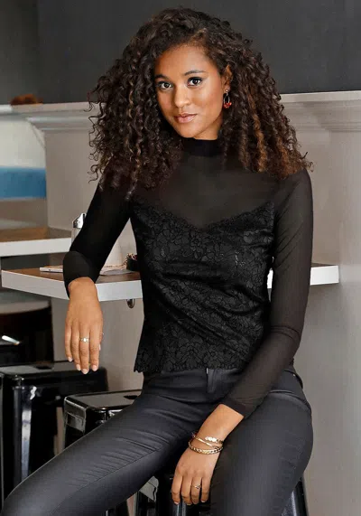 Lascana Women's Sheer Long Sleeve Top