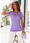 Lascana Women's Short Sleeve Wrap Look Top In Blue