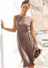 Lascana Women's Sleeveless Elastic Waist Dress In Multi