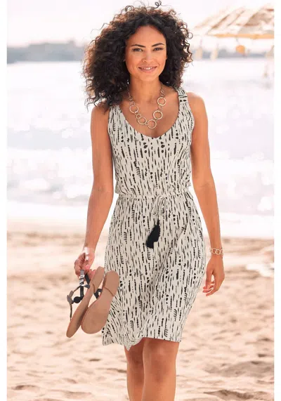 Lascana Women's Sleeveless Printed V-neck Dress In Black