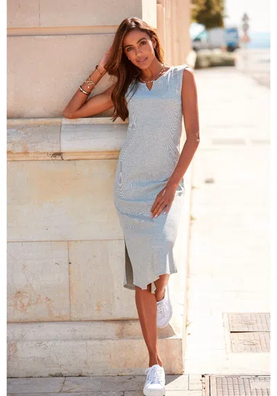 Lascana Women's Sleeveless Side Slit Dress In Gray