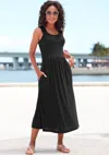 Lascana Women's Smocked Strap Dress In Black
