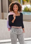 Lascana Women's Square Neck Long Sleeve Top