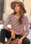 Lascana Women's Striped 3/4 Sleeve Top In Multi