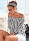 Lascana Women's Striped Cold Shoulder Blouse In Multi