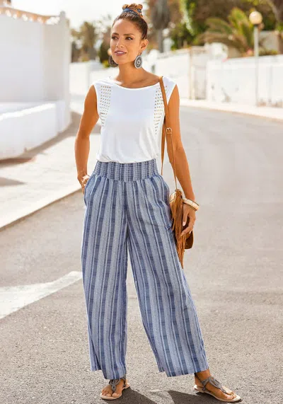 Lascana Women's Striped Wide Leg Pants In Multi