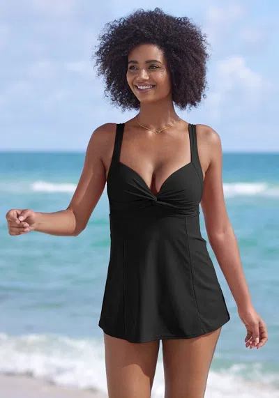 Lascana Women's Swim Dress Tummy Control One Piece In Black