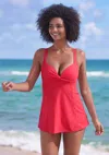 Lascana Women's Swim Dress Tummy Control One Piece In Pink