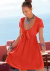 Lascana Women's Tie Detail Dress In Orange