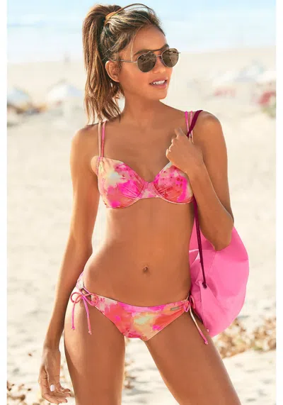 Lascana Women's Tie Dye Underwire Bikini Top In Pink