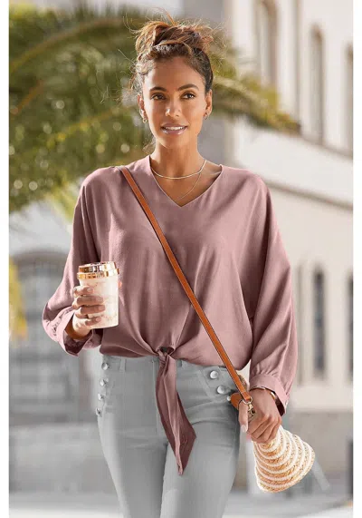 Lascana Women's Tie Front V-neck Blouse In Multi