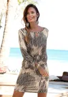 Lascana Women's Tie Sleeve Print Dress In Multi