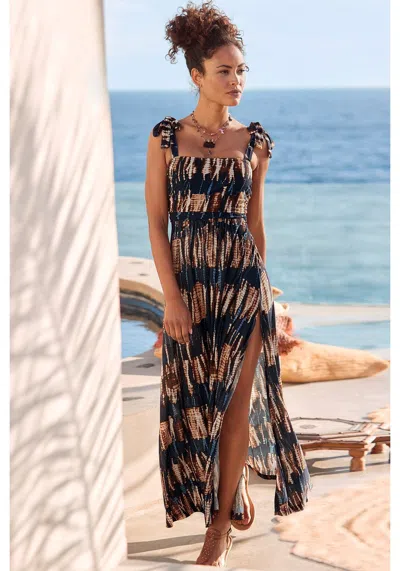 Lascana Women's Tie Strap Slit Maxi Dress In Multi