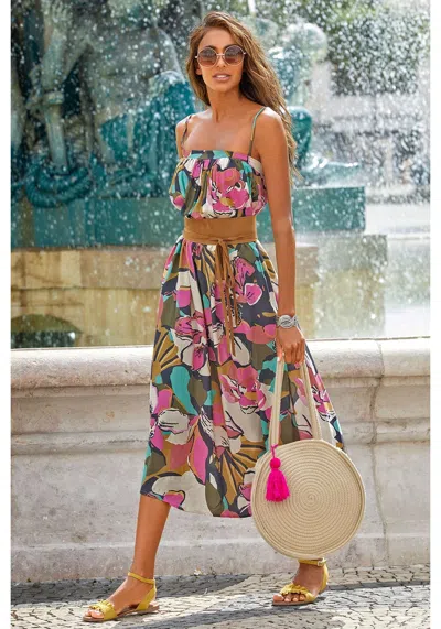 Lascana Women's Tropical Flowy Dress In Multi