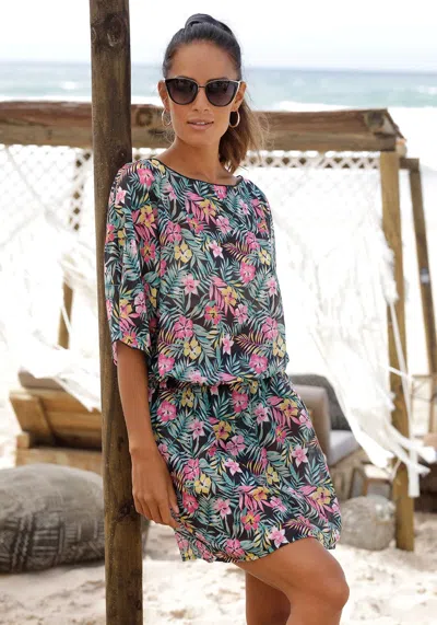 Lascana Women's Tropical Print Cover Up In Multi