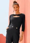 Lascana Women's Twist Cut-out Top In Black