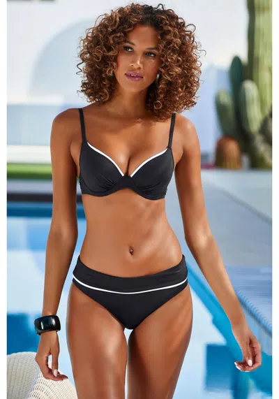 Lascana Women's Two-tone Underwire Bikini Top In Black