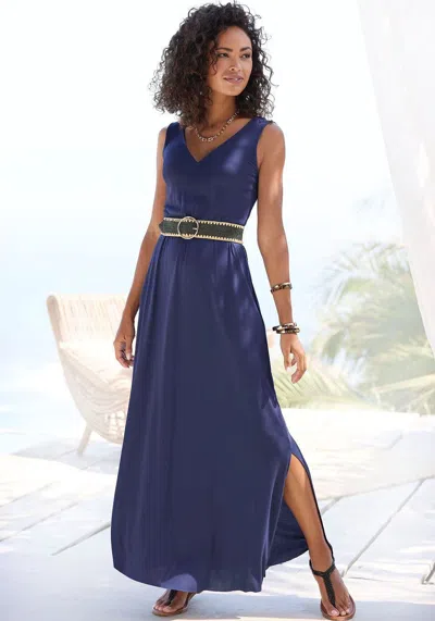 Lascana Women's V-neck Maxi Dress In Blue