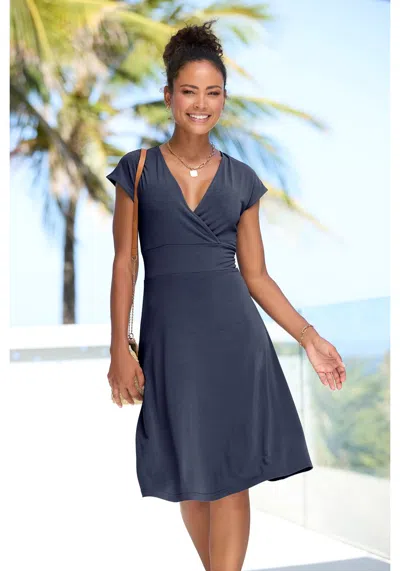 Lascana Women's V-neckline Dress In Blue