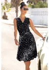 Lascana Women's Wrap Look Printed Dress In Black