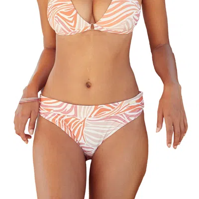 Lascana Women's Zebra Print Fold Over Bikini Swim Bottom In Pink
