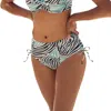 Lascana Women's Zebra Print Mid Rise Bikini Swim Bottom In Multi