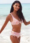 Lascana Women's Zebra Print Mid Rise Bikini Swim Bottom In Pink