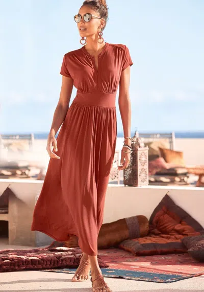 Lascana Women's Zip Up Dress In Brown