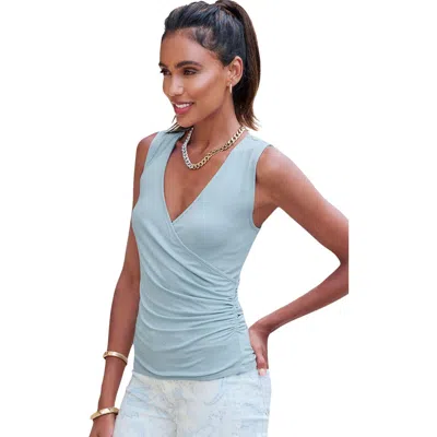 Lascana Wrap Look Sleeveless Top In Blue