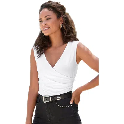 Lascana Wrap Look Sleeveless Top In White