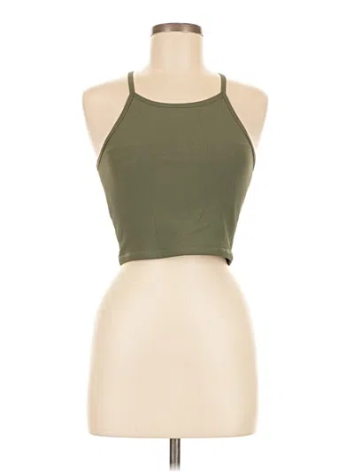 Pre-owned Laslulu Tank Top Green Halter Neckline Tops