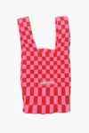 Last Frame Two-tone Checked Mini Bag With Faux Leather Shoulder Strap In Pink