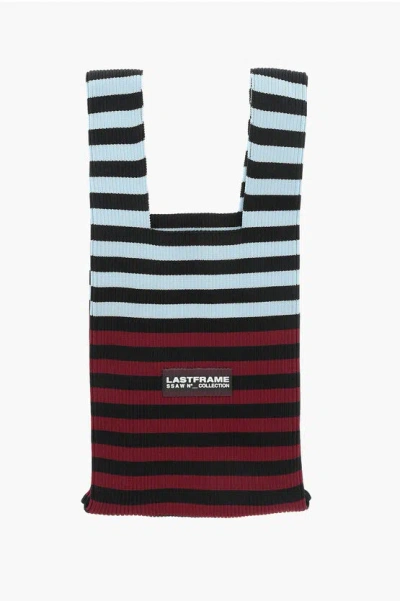 Last Frame Striped Knitted Tote Bag In White