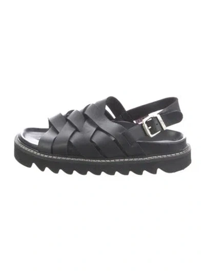Pre-owned Last Leather Sandals In Black