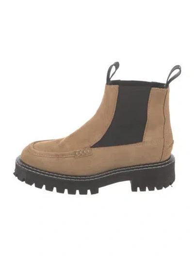 Pre-owned Last Suede Colorblock Pattern Chelsea Boots In Brown