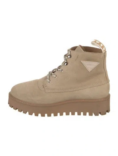 Pre-owned Last Suede Combat Boots In Neutral