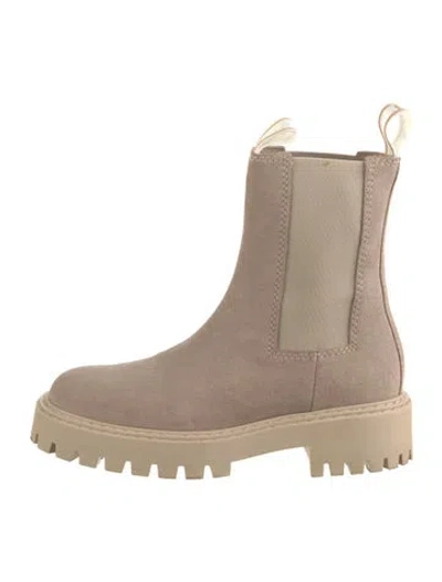 Pre-owned Last Suede Grosgrain Trim Chelsea Boots In Neutrals