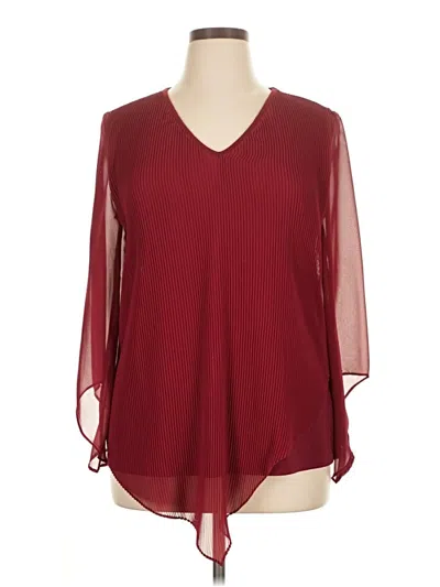 Pre-owned Last Tango 3/4 Sleeve Blouse In Burgundy