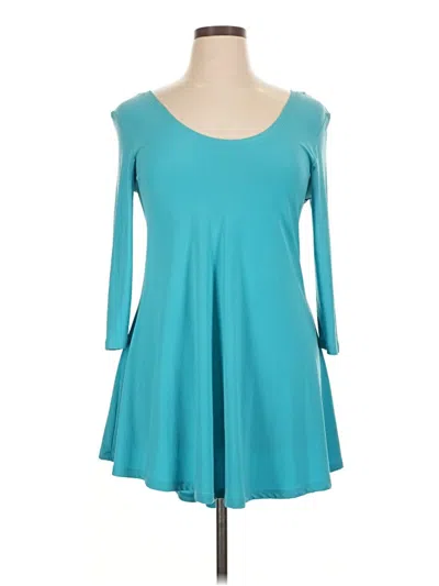Pre-owned Last Tango 3/4 Sleeve Top Teal Scoop Neck Tops In Blue