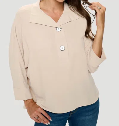 Last Tango Collared Dolman Top In Beige