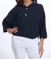 Last Tango Collared Dolman Top In Blue