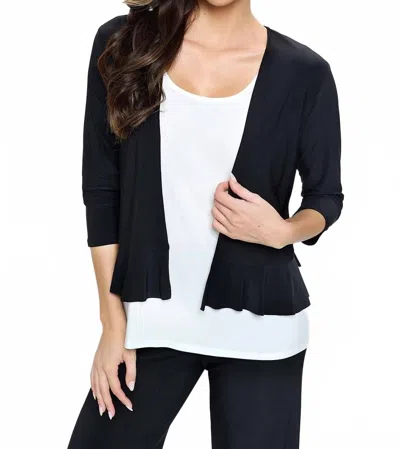 Last Tango Crop Jacket With Ruffle Bottom In Black In White