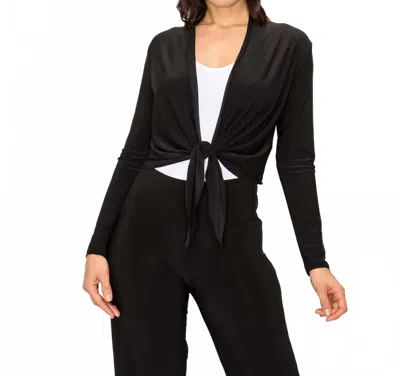 Last Tango Crop Tie Front Jacket In Black