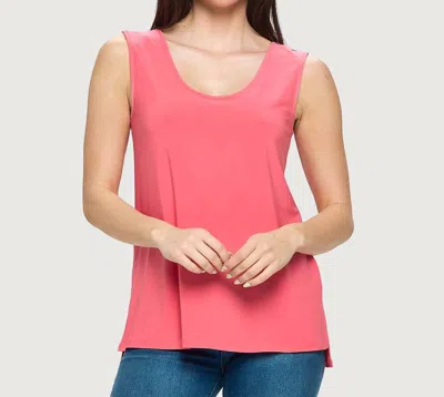 Last Tango Cut And Sew Scoop Neck V Back Tank Top In Coral