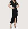 Last Tango Dolman Maxi Dress With Gathers & Tulip Hem In Black