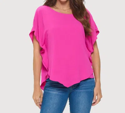 Last Tango Flowy Batwing Sleeve Airflow Top With Overlay In Berry