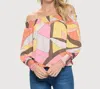 Last Tango Geometric Print Off Shoulder In Multi