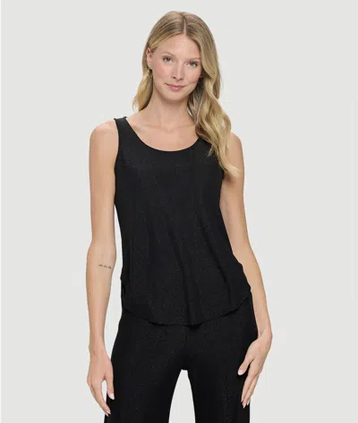 Last Tango Glitter High-low Tank In Black Glitter
