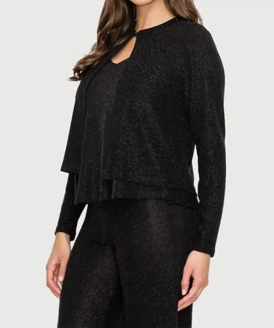 Last Tango Glitter Top Button Cardigan In Black