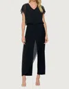 Last Tango Ms1059 - Jumpsuit W/ Chiffon Overlay In Black In Black